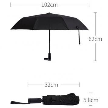 Зонт с фонариком Xiaomi KongGu-2 Auto Folding Umbrella (Black) - 5