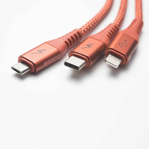 Кабель Solove 3 in 1 USB Lightning/Micro/Type-C 120cm DW1 (Red) - 5